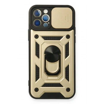 Mey İthalat®   iPhone 12 Pro Kılıf Pars Lens Yüzüklü Silikon - Gold