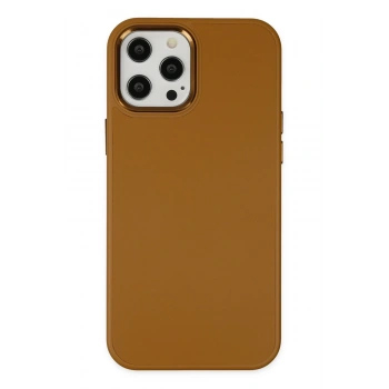 Mey İthalat® iPhone 12 Pro Max Kılıf Asya Deri Silikon - Kahverengi