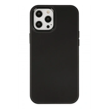 Mey İthalat®   iPhone 12 Pro Max Kılıf Asya Deri Silikon - Siyah