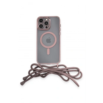 Mey İthalat®   iPhone 12 Pro Max Kılıf Divo Lazer Askılı Magsafe Kapak - Pembe