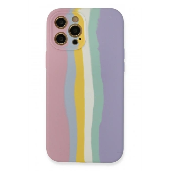 Mey İthalat®   iPhone 12 Pro Max Kılıf Ebruli Lansman Silikon - Pembe-Lila