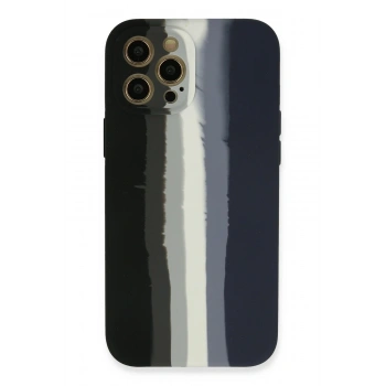 Mey İthalat®   iPhone 12 Pro Max Kılıf Ebruli Lansman Silikon - Siyah-Lacivert
