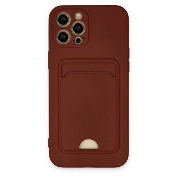 Mey İthalat®   iPhone 12 Pro Max Kılıf Kelvin Kartvizitli Silikon - Bordo