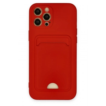 Mey İthalat®   iPhone 12 Pro Max Kılıf Kelvin Kartvizitli Silikon - Kırmızı