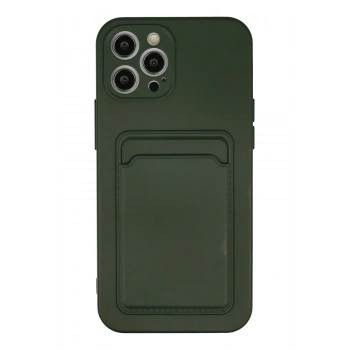 Mey İthalat®   iPhone 12 Pro Max Kılıf Kelvin Kartvizitli Silikon - Koyu Yeşil