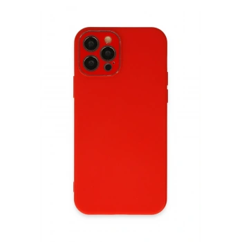 Mey İthalat®   iPhone 12 Pro Max Kılıf Lansman Glass Kapak - Kırmızı