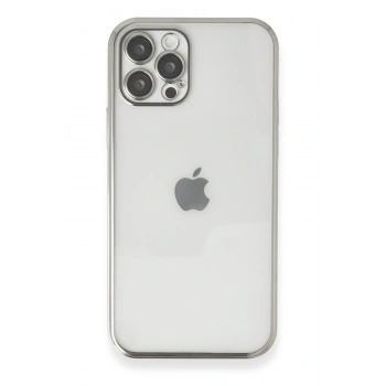 Mey İthalat®   iPhone 12 Pro Max Kılıf  Lensli Silikon - Gümüş