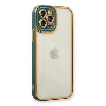 Mey İthalat®   iPhone 12 Pro Max Kılıf Liva Lens Silikon - Yeşil