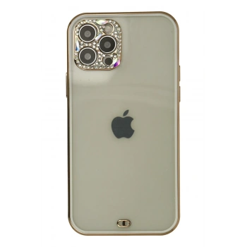 Mey İthalat® iPhone 12 Pro Max Kılıf Liva Taşlı Silikon - Beyaz