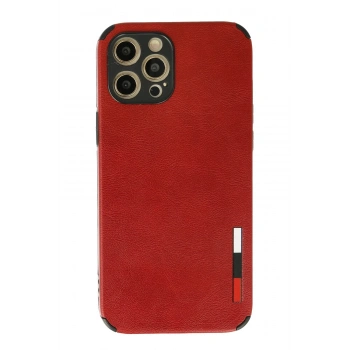 Mey İthalat®   iPhone 12 Pro Max Kılıf Loop Deri Silikon - Kırmızı