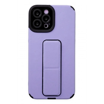 Mey İthalat®   iPhone 12 Pro Max Kılıf Mega Standlı Silikon - Lila