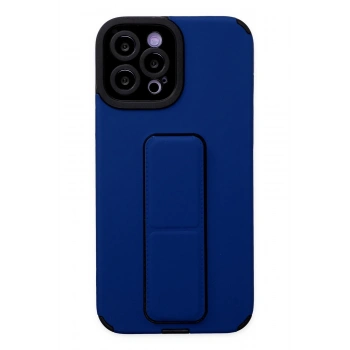 Mey İthalat®   iPhone 12 Pro Max Kılıf Mega Standlı Silikon - Mavi