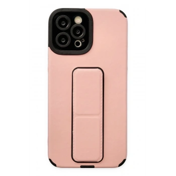 Mey İthalat®   iPhone 12 Pro Max Kılıf Mega Standlı Silikon - Pudra