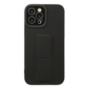 Mey İthalat®   iPhone 12 Pro Max Kılıf Mega Standlı Silikon - Siyah