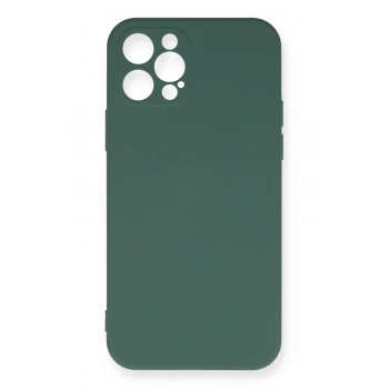 Mey İthalat®   iPhone 12 Pro Max Kılıf Nano içi Kadife Silikon - Koyu Yeşil