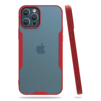 Mey İthalat®   iPhone 12 Pro Max Kılıf Platin Silikon - Kırmızı
