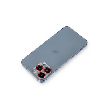 Mey İthalat®   iPhone 12 Pro Max Metal Kamera Lens Koruma Cam - Kırmızı
