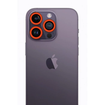 Mey İthalat®   iPhone 12 Pro Max Neon Fosforlu Kamera Lens - Turuncu