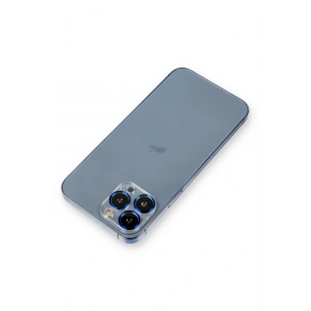 Mey İthalat®   iPhone 12 Pro Metal Kamera Lens Koruma Cam - Mavi