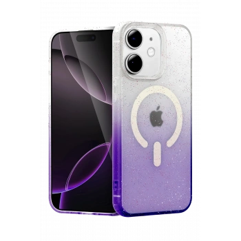 Mey İthalat®   iPhone 12 Pummel Shiny Magsafe Kapak - Mor