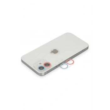 Mey İthalat®   iPhone 12 Renkli Kamera Lens Koruma Cam - Pembe-Mavi
