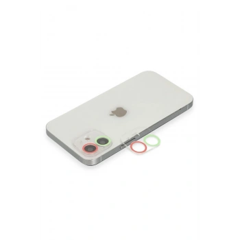 Mey İthalat®   iPhone 12 Renkli Kamera Lens Koruma Cam - Yeşil-Pembe