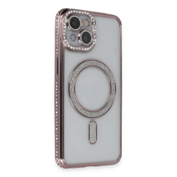 Mey İthalat®   iPhone 13 Kılıf Joke Simli Magneticsafe Kılıf - Pembe