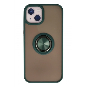 Mey İthalat®   iPhone 13 Kılıf Montreal Yüzüklü Silikon Kapak - Yeşil