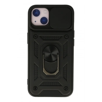 Mey İthalat® iPhone 13 Kılıf Pars Lens Yüzüklü Silikon - Siyah