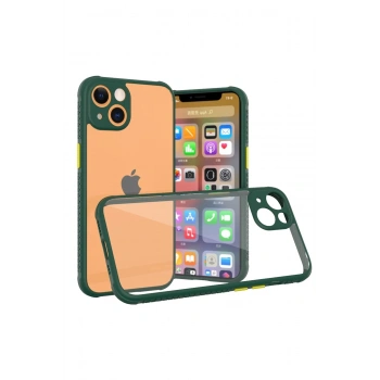 Mey İthalat®   iPhone 13 Mini Kılıf Miami Şeffaf Silikon - Koyu Yeşil
