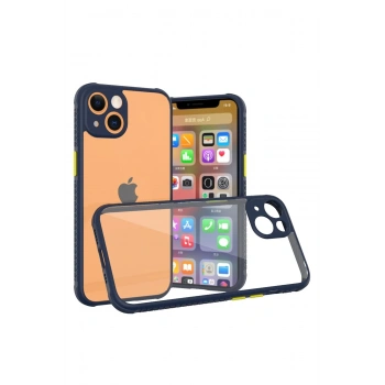 Mey İthalat®   iPhone 13 Mini Kılıf Miami Şeffaf Silikon - Lacivert