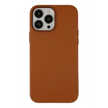 Mey İthalat®   iPhone 13 Pro Kılıf Asya Deri Silikon - Kahverengi