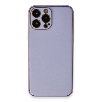 Mey İthalat®   iPhone 13 Pro Kılıf Coco Deri Silikon Kapak - Açık Lila