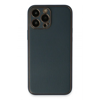 Mey İthalat®   iPhone 13 Pro Kılıf Coco Deri Silikon Kapak - Mavi
