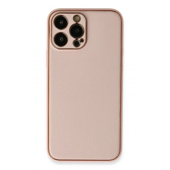 Mey İthalat®   iPhone 13 Pro Kılıf Coco Deri Silikon Kapak - Pembe