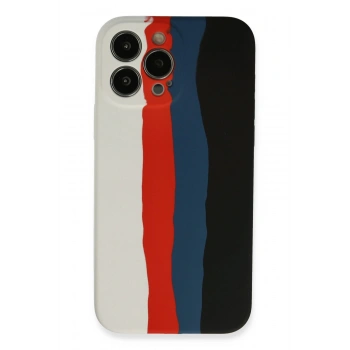 Mey İthalat®   iPhone 13 Pro Kılıf Ebruli Lansman Silikon - Beyaz-Siyah