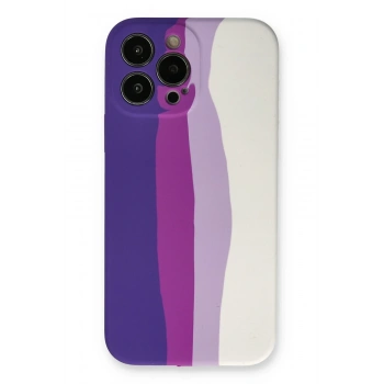Mey İthalat®   iPhone 13 Pro Kılıf Ebruli Lansman Silikon - Mor-Beyaz