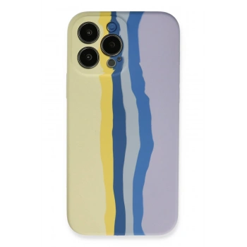 Mey İthalat®   iPhone 13 Pro Kılıf Ebruli Lansman Silikon - Sarı-Lila