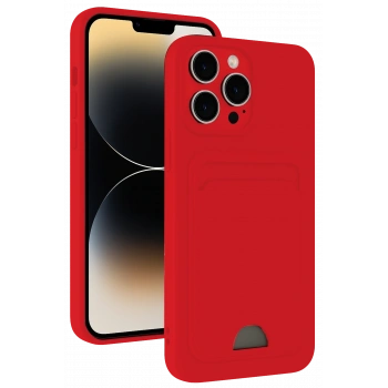 Mey İthalat®   iPhone 13 Pro Kılıf Kelvin Kartvizitli Silikon - Kırmızı