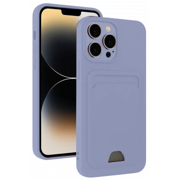 Mey İthalat®   iPhone 13 Pro Kılıf Kelvin Kartvizitli Silikon - Lila
