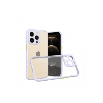 Mey İthalat®   iPhone 13 Pro Kılıf Miami Şeffaf Silikon - Lila