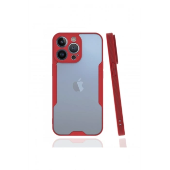 Mey İthalat®   iPhone 13 Pro Kılıf Platin Silikon - Kırmızı