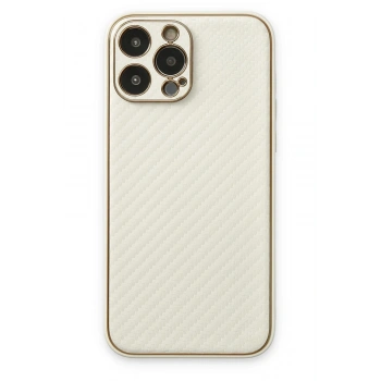 Mey İthalat®   iPhone 13 Pro Max Kılıf Coco Karbon Silikon - Beyaz