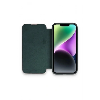 Mey İthalat®   iPhone 13 Pro Max Kılıf Dolpin Kapaklı - Koyu Yeşil