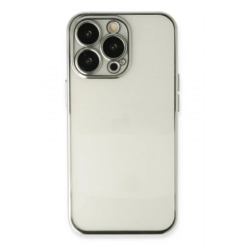 Mey İthalat®   iPhone 13 Pro Max Kılıf  Lensli Silikon - Gümüş