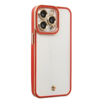 Mey İthalat®   iPhone 13 Pro Max Kılıf Liva Lens Silikon - Kırmızı
