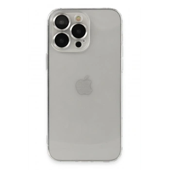 Mey İthalat®   iPhone 13 Pro Max Kılıf Luko Lens Silikon - Gümüş
