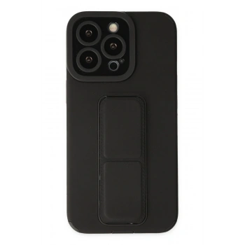 Mey İthalat® iPhone 13 Pro Max Kılıf Mega Standlı Silikon - Siyah