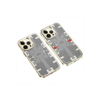 Mey İthalat®   iPhone 13 Pro Max Kılıf Mekanik Bumper Kapak - Gold