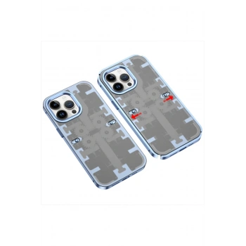 Mey İthalat®   iPhone 13 Pro Max Kılıf Mekanik Bumper Kapak - Mavi